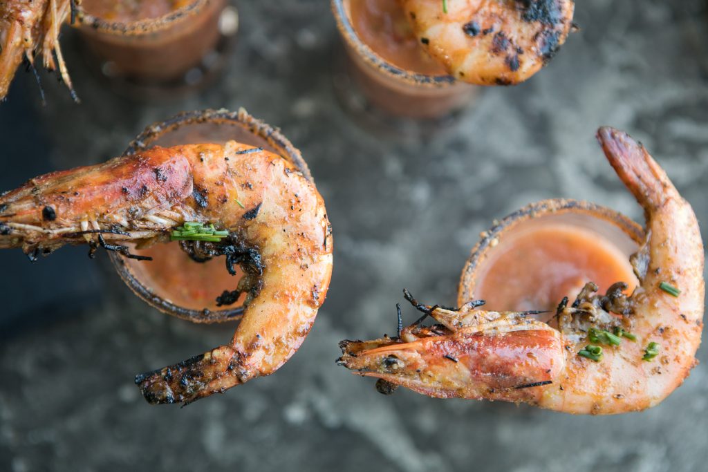 Grilled Prawns and Gazpacho